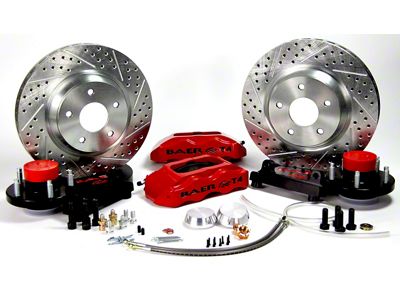 Baer Track4 Front Big Brake Kit with 13-Inch Rotors; Black Calipers (55-57 150, 210, Bel Air, Nomad w/ Heidts or Ridetech 2-Inch Drop Spindles)