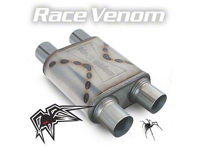 Black Widow Exhaust Race Venom Series Dual/Dual Muffler; 3-Inch Inlet/3-Inch Outlet (Universal; Some Adaptation May Be Required)