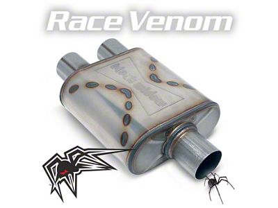 Black Widow Exhaust Race Venom Series Single/Dual Muffler; 3-Inch Inlet/3-Inch Outlet (Universal; Some Adaptation May Be Required)