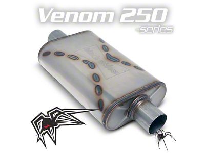 Black Widow Exhaust Venom 250 Series Center/Center Muffler; 3-Inch Inlet/3-Inch Outlet (Universal; Some Adaptation May Be Required)