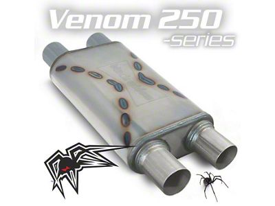 Black Widow Exhaust Venom 250 Series Dual/Dual Muffler; 3-Inch Inlet/3-Inch Outlet (Universal; Some Adaptation May Be Required)