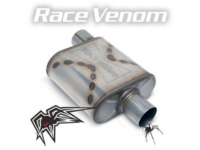 Black Widow Exhaust Race Venom Series Offset/Center Muffler; 3.50-Inch Inlet/3.50-Inch Outlet (Universal; Some Adaptation May Be Required)