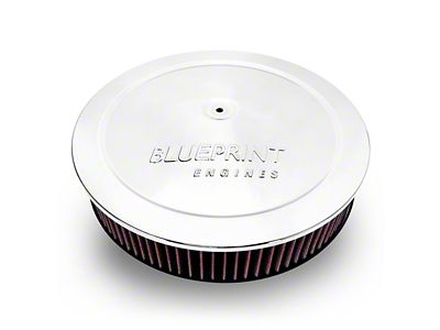 BluePrint Engines 14-Inch Air Cleaner with Flat Base; Chrome (Universal; Some Adaptation May Be Required)