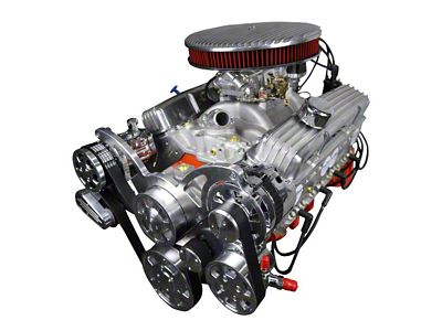 BluePrint Engines Small Block Chevy 327 C.I. 350 HP Deluxe Dressed Carbureted Crate Engine with Polished Pulley Kit