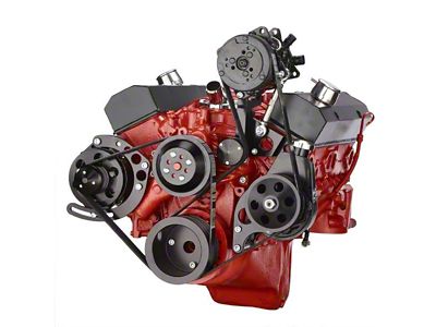 BluePrint Engines Small Block Chevy Dual-Belt Quick Serpentine Front Accesory Drive Kit with Alternator, A/C, Power Steering and Water Pump; Black (Universal; Some Adaptation May Be Required)