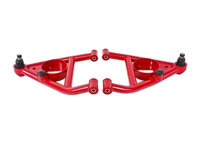 BMR Non-Adjustable Lower Control Arms; Polyurethane Bushings; Red (67-69 Camaro w/ Bumpstops On Front Side of A-Arms)