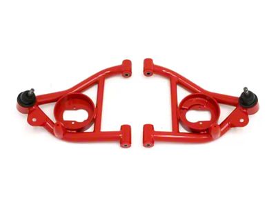 BMR Non-Adjustable Lower Control Arms with Spring Pockets; Polyurethane Bushings; Red (82-92 Camaro w/ Coil-Overs)