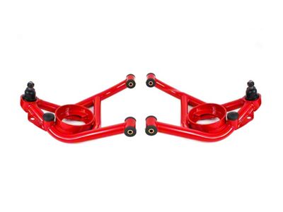 BMR Non-Adjustable Lower Control Arms with Standard Ball Joints; Delrin Bushings; Red (70-81 Camaro)
