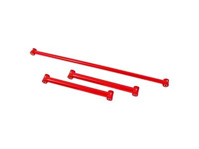 BMR Non-Adjustable Rear Lower Control Arms and Panhard Bar; Red (82-92 Camaro)