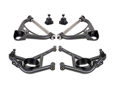 BMR Non-Adjustable Upper and Lower Control Arms; Delrin Bushings; Black Hammertone (70-81 Camaro)