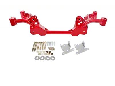 BMR K-Member with Small/Big Block Chevy Motor Mounts; Factory Steering; Red (82-92 Firebird w/o OE Lower Control Arms)