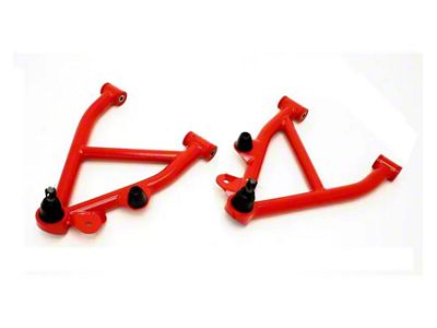 BMR Non-Adjustable Lower Control Arms without Spring Pockets; Polyurethane Bushings; Red (82-92 Firebird)