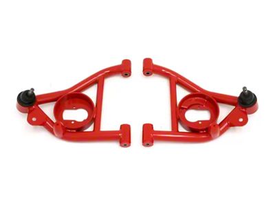 BMR Non-Adjustable Lower Control Arms with Spring Pockets; Polyurethane Bushings; Red (82-92 Firebird w/ Coil-Overs)