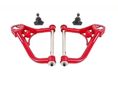 BMR Non-Adjustable Upper Control Arms; Polyurethane Bushings; Red (67-69 Firebird)