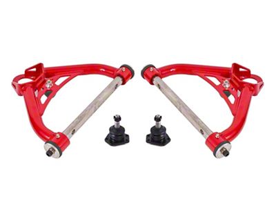 BMR Non-Adjustable Upper Control Arms with Standard Ball Joints; Delrin Bushings; Red (70-81 Firebird)