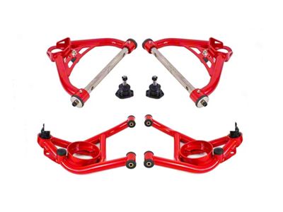 BMR Non-Adjustable Upper and Lower Control Arms; Delrin Bushings; Red (70-81 Firebird)