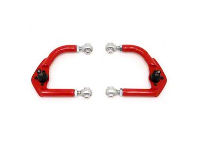 BMR Adjustable DOM Front Upper Control A-Arms; Rod Ends; Red (93-02 Firebird)