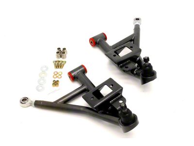 BMR Adjustable Front Lower Control A-Arms; Polyurethane/Rod End Combo; Black Hammertone (93-02 Firebird)