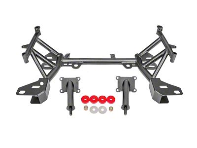 BMR K-Member with LS1 Motor Mounts; Pinto Rack Mount; Black Hammertone (98-02 5.7L Firebird w/ Low Mount Turbocharger)