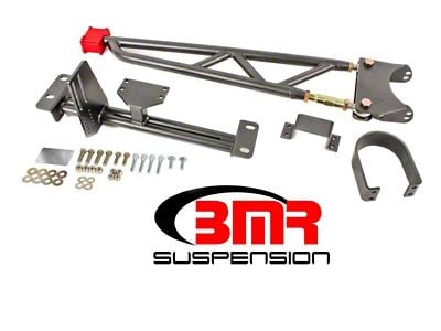 BMR Tunnel Mounted Torque Arm with Driveshaft Safety Loop; Black Hammertone (93-02 Firebird w/ Stock Exahust)