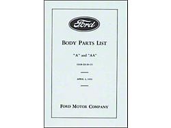 Body Parts List - A & AA - 1928-1931