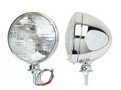 Bous Performance Universal 7-Inch Dietz Headlight with Standard Bulb; Stainless Housing and Clear Lens (Universal; Some Adaptation May Be Required)