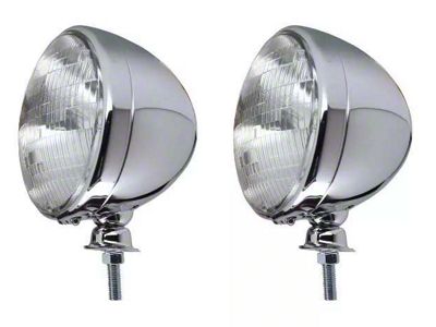 Bous Performance Universal 7-Inch Dietz Headlight with Halogen Bulb; Chrome Housing and Clear Lens (Universal; Some Adaptation May Be Required)