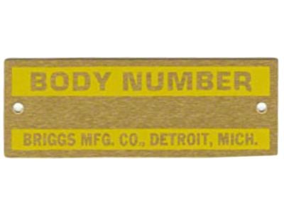 Briggs 'Stripe Style' Body Tag In Zinc, Model A, 1928-1931 (Briggs Bodies Only)