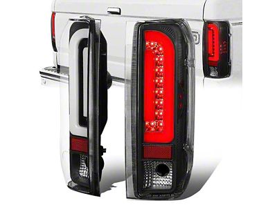 Dual LED Tail Lights; Black Housing; Clear Lens (90-96 Bronco)