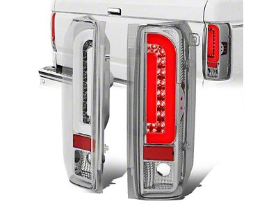 Dual LED Tail Lights; Chrome Housing; Clear Lens (90-96 Bronco)