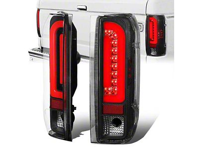 Dual Red LED Tail Lights; Black Housing; Clear Lens (90-96 Bronco)