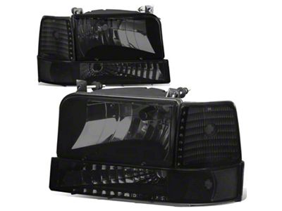 Factory Style Headlights with Amber Corners; Black Housing; Smoked Lens (92-96 Bronco)