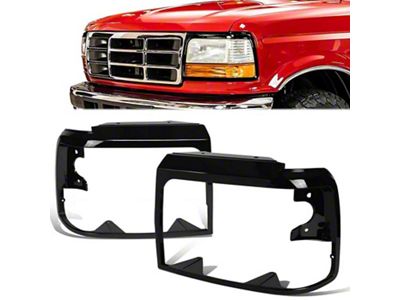 Headlight Bezels; Gloss Black (92-96 Bronco)