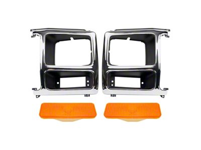 Headlight Bezels with Parking Lights; Chrome (81-86 Bronco)