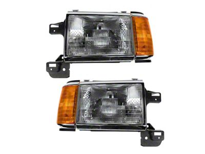 Headlights; Chrome Housing; Clear Lens (87-91 Bronco)