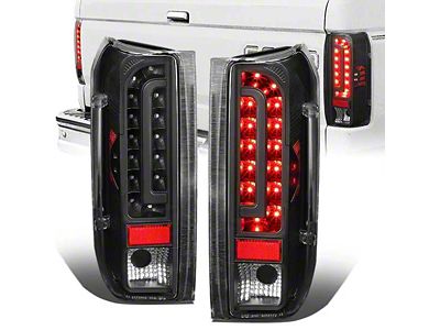 LED Tail Lights; Black Housing; Clear Lens (90-96 Bronco)