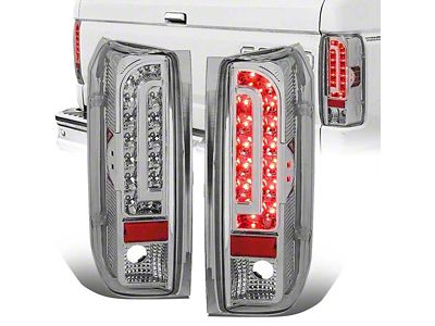 LED Tail Lights; Chrome Housing; Clear Lens (90-96 Bronco)