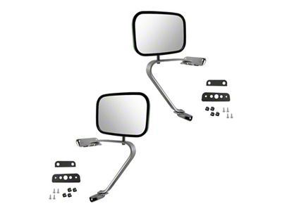 Manual Mirrors; Stainless Steel (80-96 Bronco)