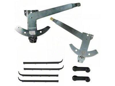 Manual Window Regulators with Window Crank Handles and Sweep Weatherstripping; Front (87-91 Bronco)