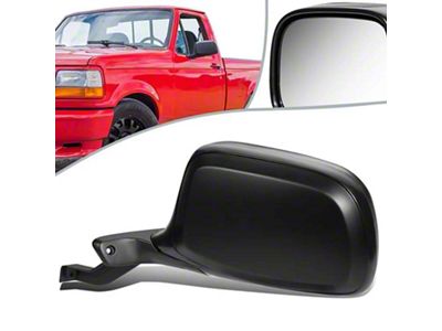 OE Style Manual Mirror; Black; Driver Side (92-96 Bronco)