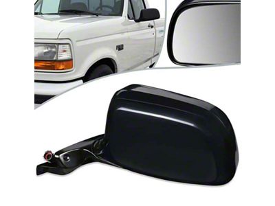 OE Style Powered Mirror; Black; Driver Side (92-96 Bronco)