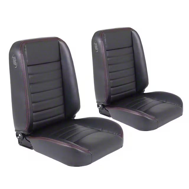 TMI Ecklers Cruiser Classic Bucket Seats Black Madrid Vinyl with Blue Stitching 47 9250 2295 BS Universal Some Adaptation May Be Required