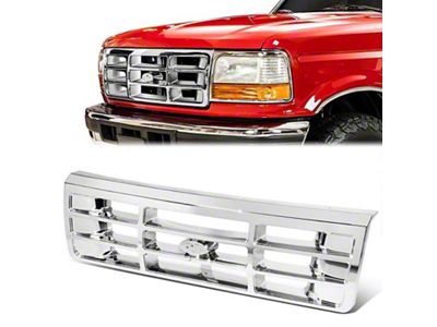 Upper Replacement Grille; Chrome (92-96 Bronco)