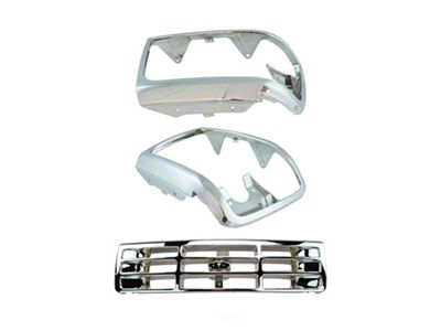 Upper Replacement Grille with Headlight Bezels; Chrome (92-96 Bronco)