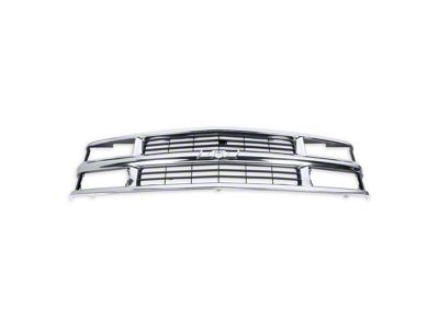 Brothers Trucks Upper Replacement Grille; Chrome/Black (94-98 C1500, C2500, C3500, K1500, K2500, K3500 w/ Composite Headlights & w/o Sport Package)