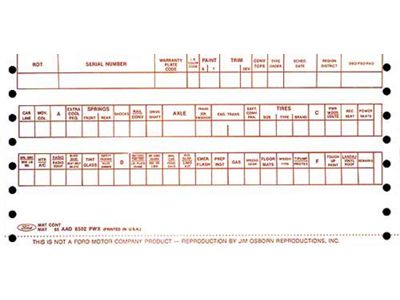 Build Sheet - Fairlane