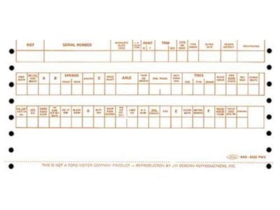 Build Sheet - Fairlane