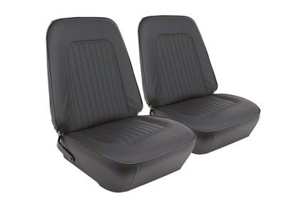 CA Standard Interior Premium Stitched Vinyl Front Bucket Seat Upholstery; Black (67-68 Camaro)