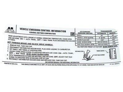 CA 350/270 HP Emission Decal (1971 Corvette C3)