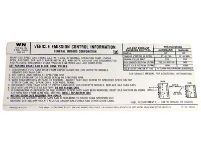 CA 454 Federal Emission Decal (1973 Corvette C3)